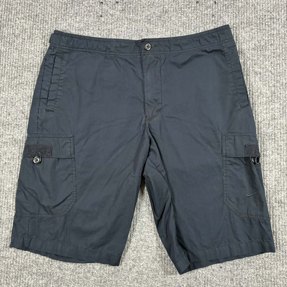 Nike Athletic Dept Cargo Shorts Mens Large Black Utility Hiking Swoosh Y2K